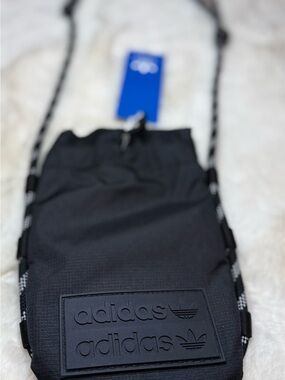 adidas Black Minimalist Crossbody Pouch with Patterned Rope Strap